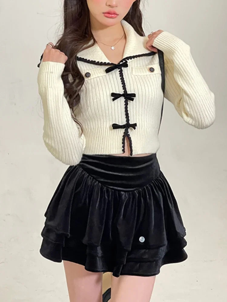 Pure Color Knitted Sweater Woman Korea Fashion Y2k Crop Tops Long Sleeve Basic Elegant Pullover Bow Design Casual 2024 Autumn
Pure Color Knitted Sweater Woman Korea Fashion Y2k Crop Tops Long Sleeve Basic Elegant Pullover Bow Design Casual 2024 Autumn