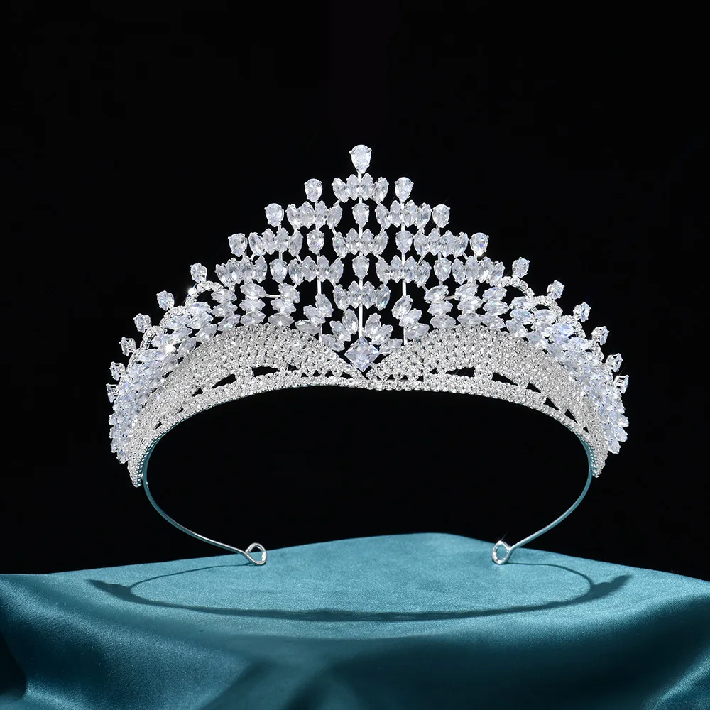 

Zirconia Wedding Tiaras For Bride Headdress Princess Bridal Crown Tiara Hair Jewelry Accessories Prom Party Pegeant Women Diadem