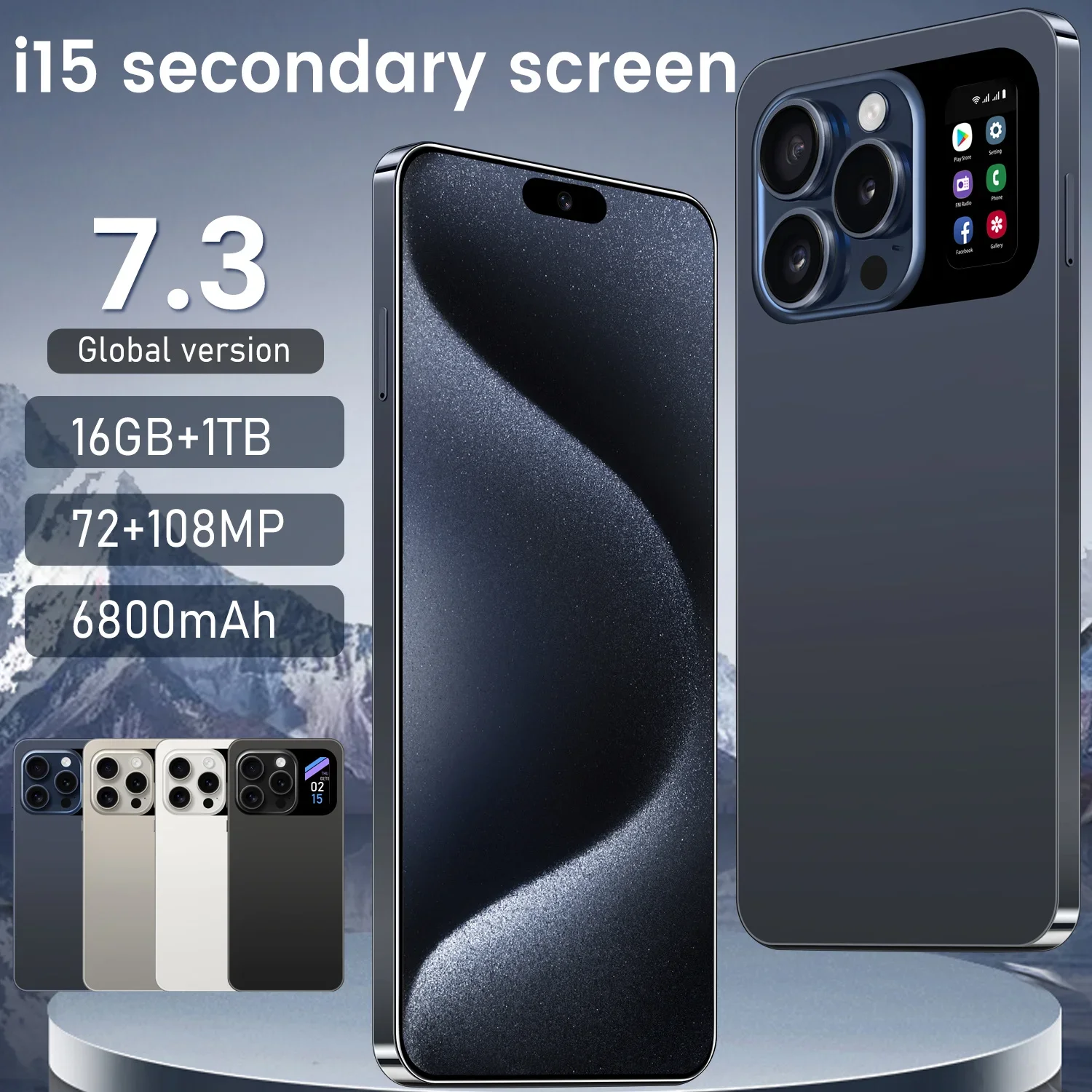 New I15 Pro High-end Cellphone 7.3 HD Second Screen Smartphone 5G Android13 Mobile Phone 16G+1T Dual Sim Celulares 108MP 6800Mah
New I15 Pro High-end Cellphone 7.3 HD Second Screen Smartphone 5G Android13 Mobile Phone 16G+1T Dual Sim Celulares 108MP 6800Mah