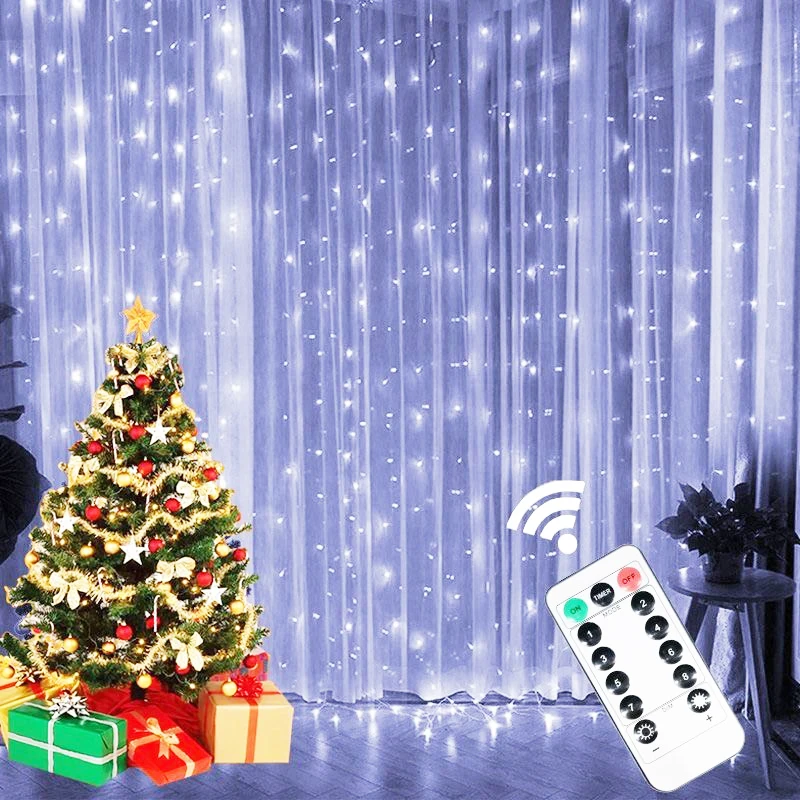 

3M LED Curtain Garland on the Window USB String Lights Fairy Festoon Remote Control New Year Christmas Decorations for Home Room