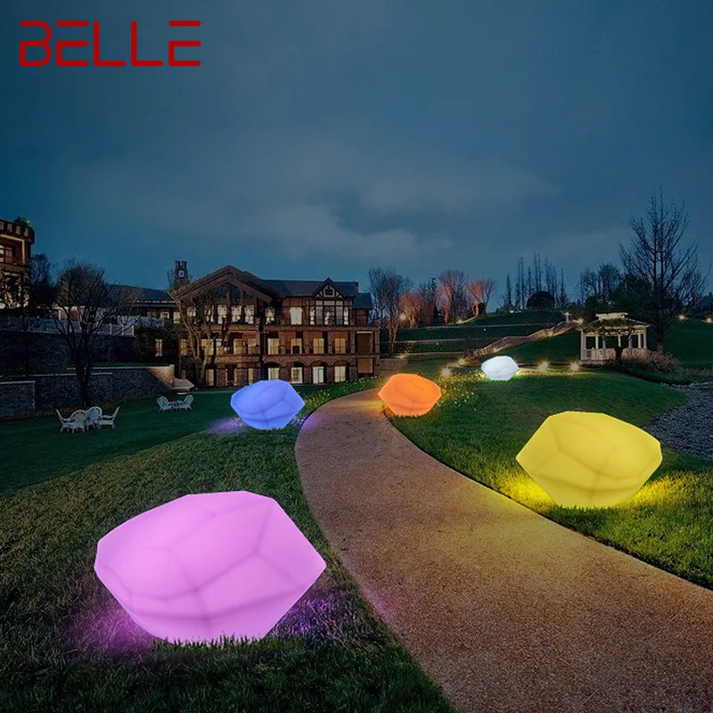 

BELLE Modern 16 Colors Lawn Lights USB Electric Creative 3D White Stone With Remote Control IP65 Decor for Garden Park