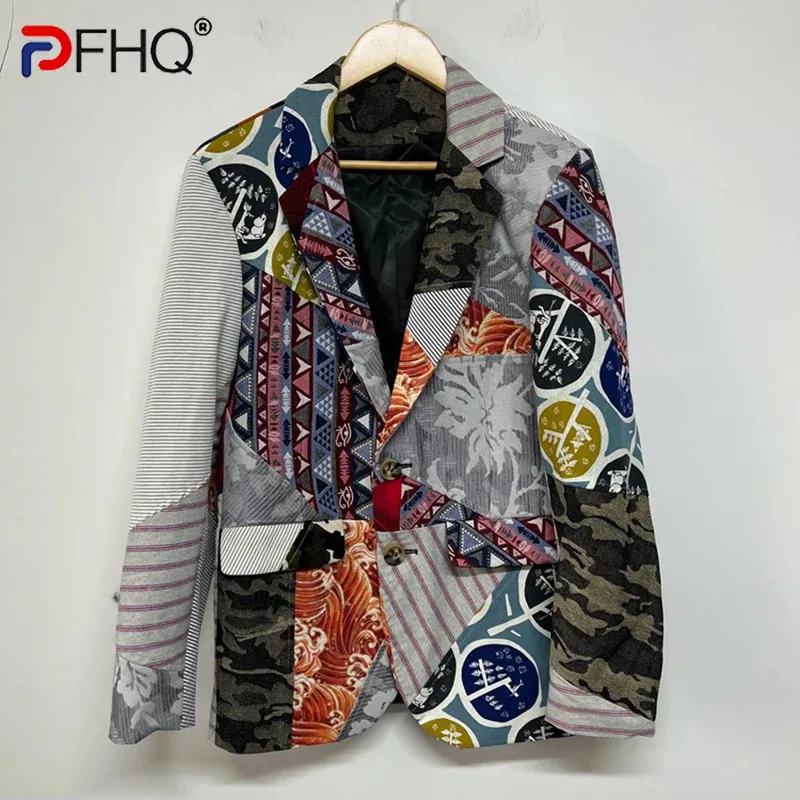 

PFHQ Only L-size Contrasting Colors Niche Blazers Men's Original Avant-garde Print Delicacy Creativity Jackets Autumn 21Z3672
