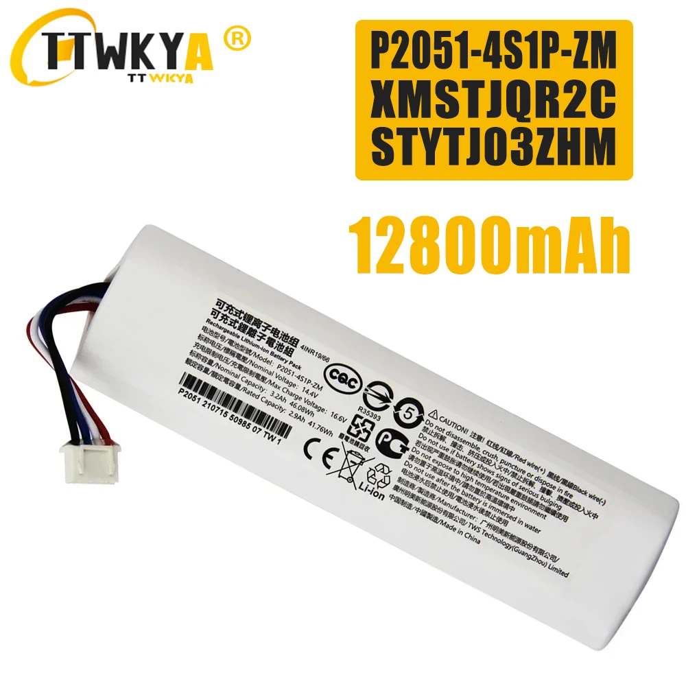 

14.4V 12800mAh Replacement Battery P2051-4S1P-ZM For Xiaomi Mijia Mi STYTJ03ZHM Sweeping Mopping Robot Vacuum Cleaner 2C