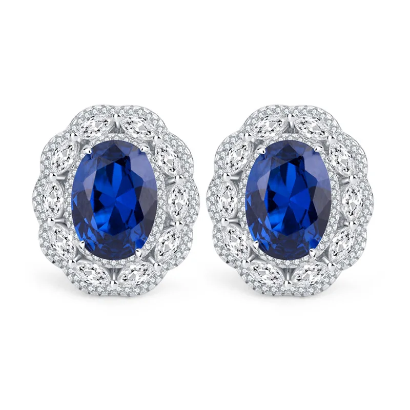 

S925 Silver New European and American Colorful Treasure Denier Women's Advanced Shape and Texture Embedding Diamond Earrings