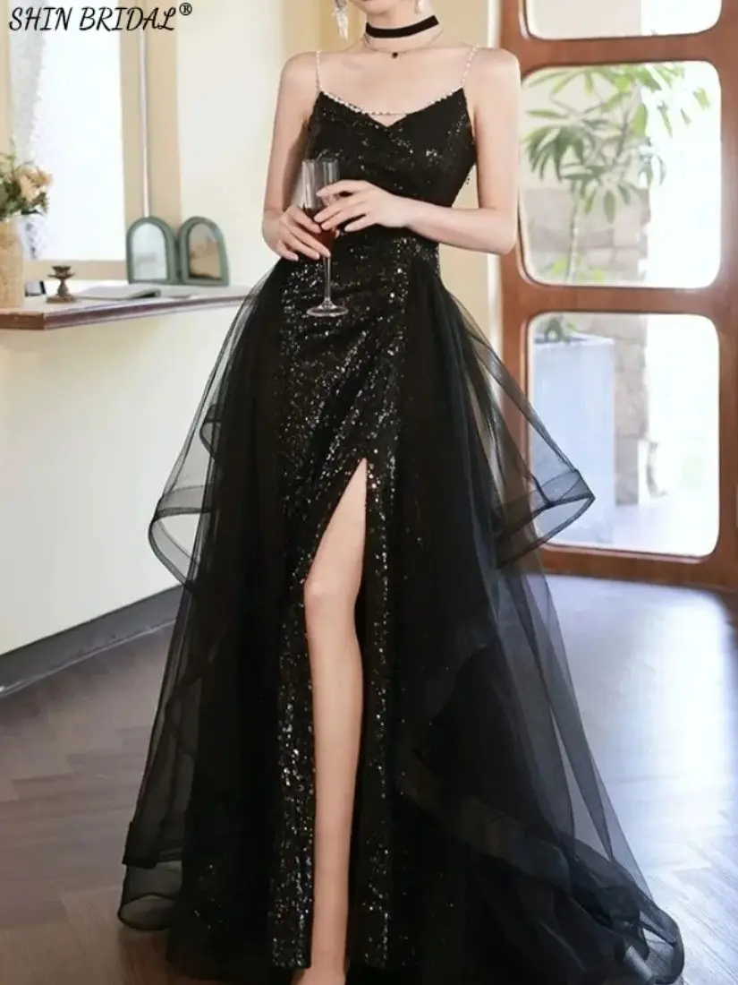 SHIN BRIDAL High Slit Spaghetti Straps Sequin Sparkly Evening Dresses For Women Glitter Tulle Long Wedding Dresses for Women
SHIN BRIDAL High Slit Spaghetti Straps Sequin Sparkly Evening Dresses For Women Glitter Tulle Long Wedding Dresses for Women