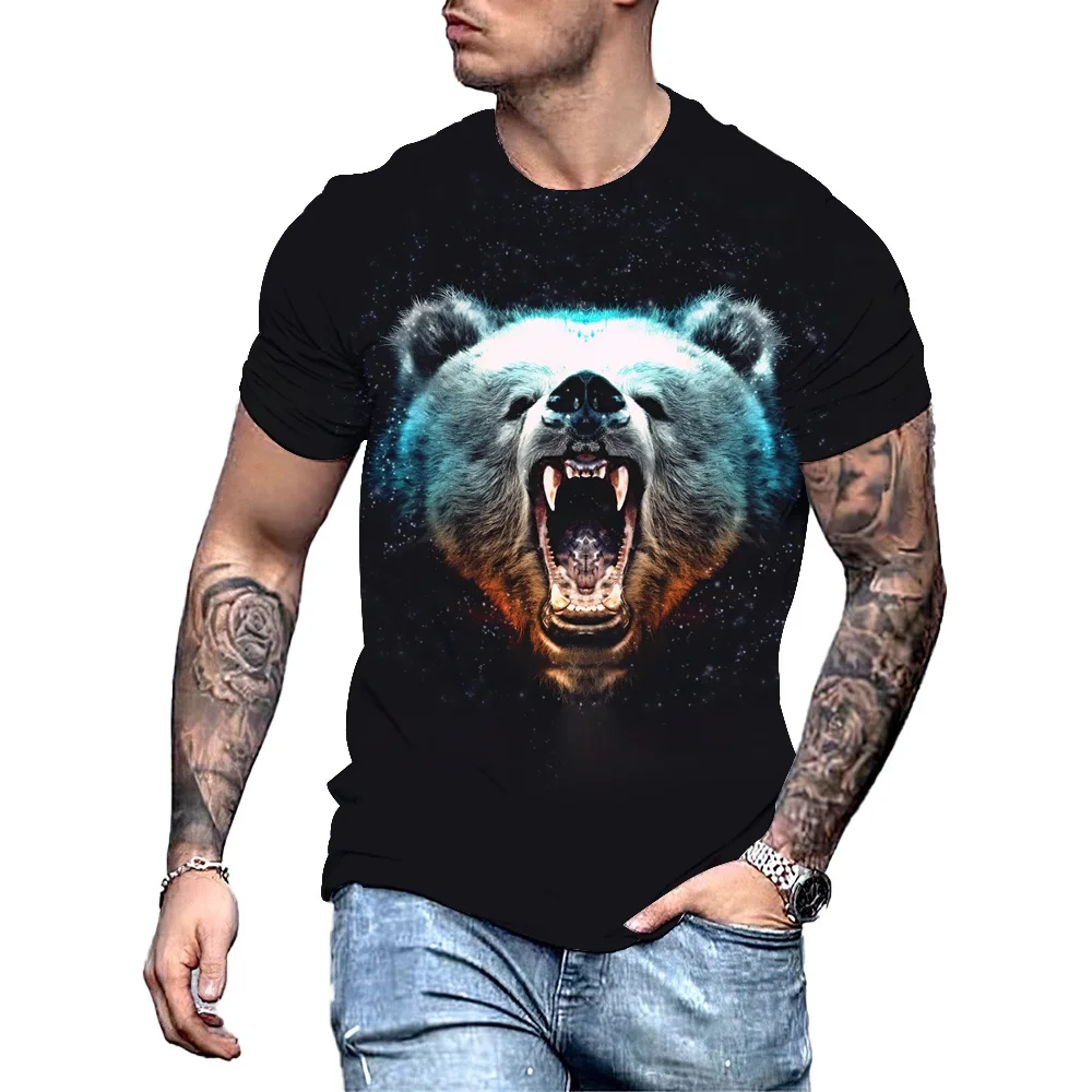 Summer Men's O-neck T-shirt, Big Bear 3D Printing, Casual Short Sleeved Pullover, Fashionable Street Clothing, Trendy Clothing
Summer Men's O-neck T-shirt, Big Bear 3D Printing, Casual Short Sleeved Pullover, Fashionable Street Clothing, Trendy Clothing