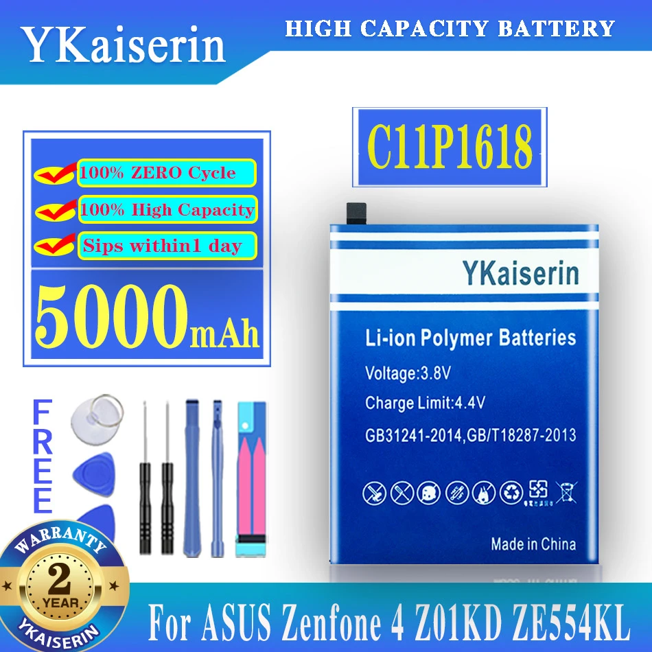 YKaiserin C11P1618 Battery For ASUS ZenFone 4 ZenFone 5Q Lite Z01KD ZE554KL ZC600KL X017DA Z01KDA Z01KS X017D Battery + Tools
YKaiserin C11P1618 Battery For ASUS ZenFone 4 ZenFone 5Q Lite Z01KD ZE554KL ZC600KL X017DA Z01KDA Z01KS X017D Battery + Tools