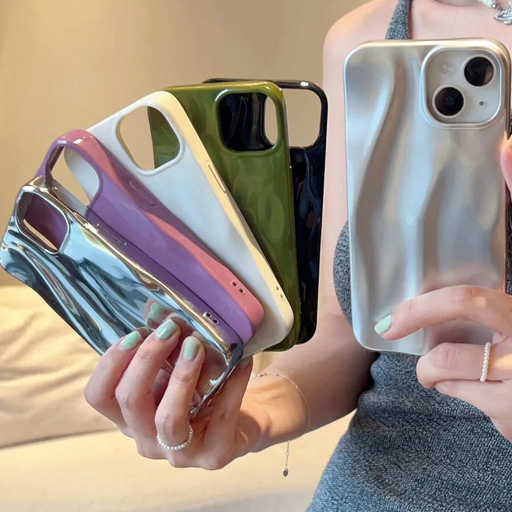Luxury Silver Water Ripple Pattern Phone Back Case For iphone 11 12 15 Pro 13 14 Pro Max 3D Wrinkle Shockproof Protective Cover
Luxury Silver Water Ripple Pattern Phone Back Case For iphone 11 12 15 Pro 13 14 Pro Max 3D Wrinkle Shockproof Protective Cover
