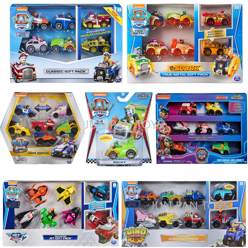 

Original Paw Patrol Car Action Figure Set Toys The Mighty Movie True Metal Collectible Classic Gift Pack Dino Rescue Kids Toys