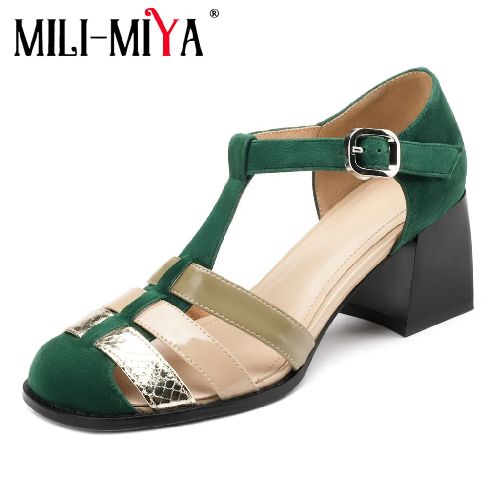 MILI-MIYA Fashion Mixed Color Weave Women Soft Sheep Skin Sandals Round Toe Thick Heels Plus Size 34-42 Summer Shoes For Ladies
MILI-MIYA Fashion Mixed Color Weave Women Soft Sheep Skin Sandals Round Toe Thick Heels Plus Size 34-42 Summer Shoes For Ladies