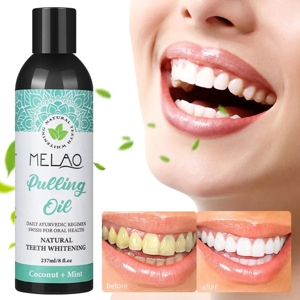 

237ml Coconut Mint Pulling Oil Mouthwash Alcohol-free Oral Fresh Breath Tongue Health Whitening Mouth Scraper Teeth Care Q5C7