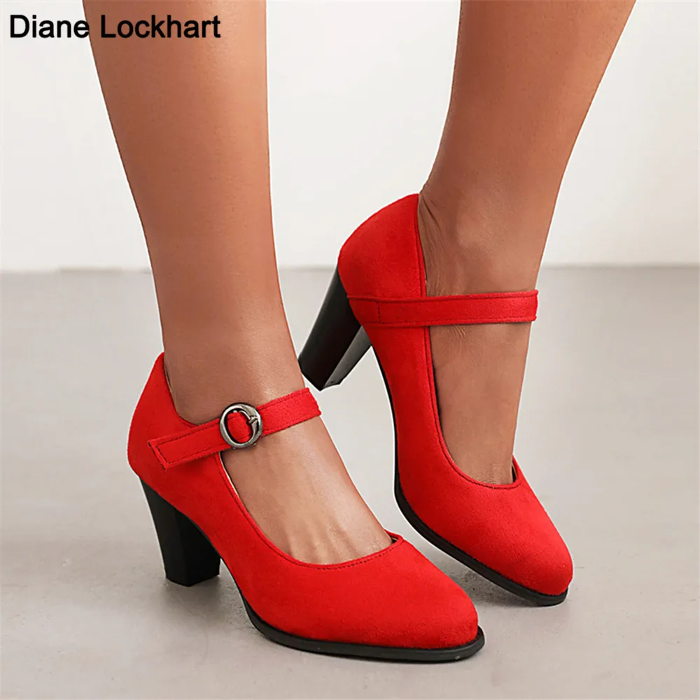 

Shoes Women Black Pumps 2022 Spring Casual Shoes Female High Heels White/red Flock Weding Shoes 34-43 Plus Size Work Pumps