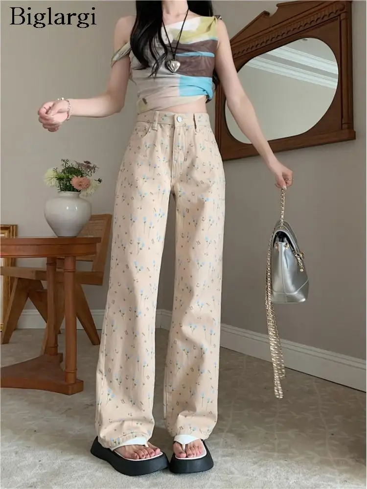Jeans Floral Flower Print Long Straight Pant Women High Waist Casual Fashion Loose Ladies Trousers Wide Leg Korean Woman Pants
Jeans Floral Flower Print Long Straight Pant Women High Waist Casual Fashion Loose Ladies Trousers Wide Leg Korean Woman Pants