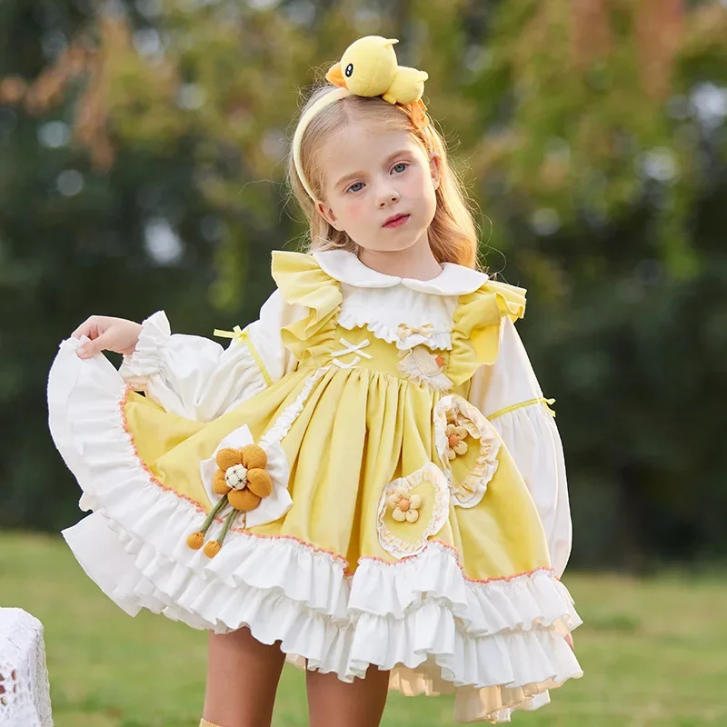 Yellow Duck Layered Dresses for Kids Girl Spanish Velvet Dress Princess Lolita Dress Winter Spring Children Infant Vestidos Eids
Yellow Duck Layered Dresses for Kids Girl Spanish Velvet Dress Princess Lolita Dress Winter Spring Children Infant Vestidos Eids