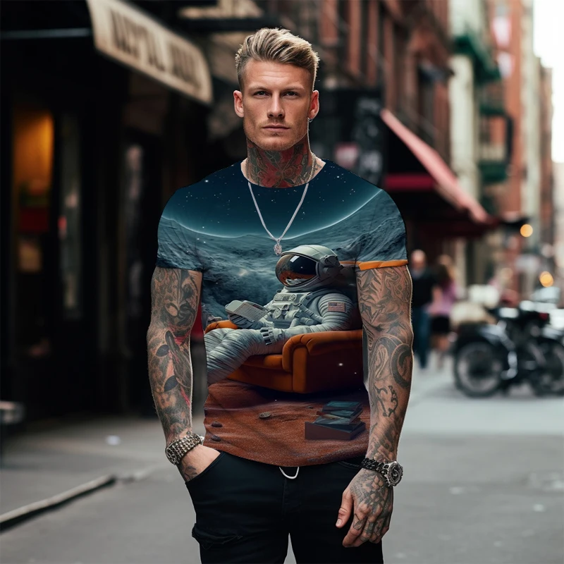 Summer Outdoor Leisure Sports T-shirt Astronaut 3D Fashion Print T-shirt Men's Large Size T-shirt O-neck Short Sleeves T-shirt
Summer Outdoor Leisure Sports T-shirt Astronaut 3D Fashion Print T-shirt Men's Large Size T-shirt O-neck Short Sleeves T-shirt