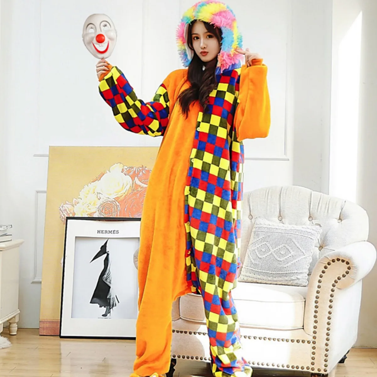 

One-Piece Pajamas Jumpsuit Women Onesies Soft Sleepwear Halloween Cosplay Costumes Flannel Cartoon Nightgown Loungewear Kigurumi