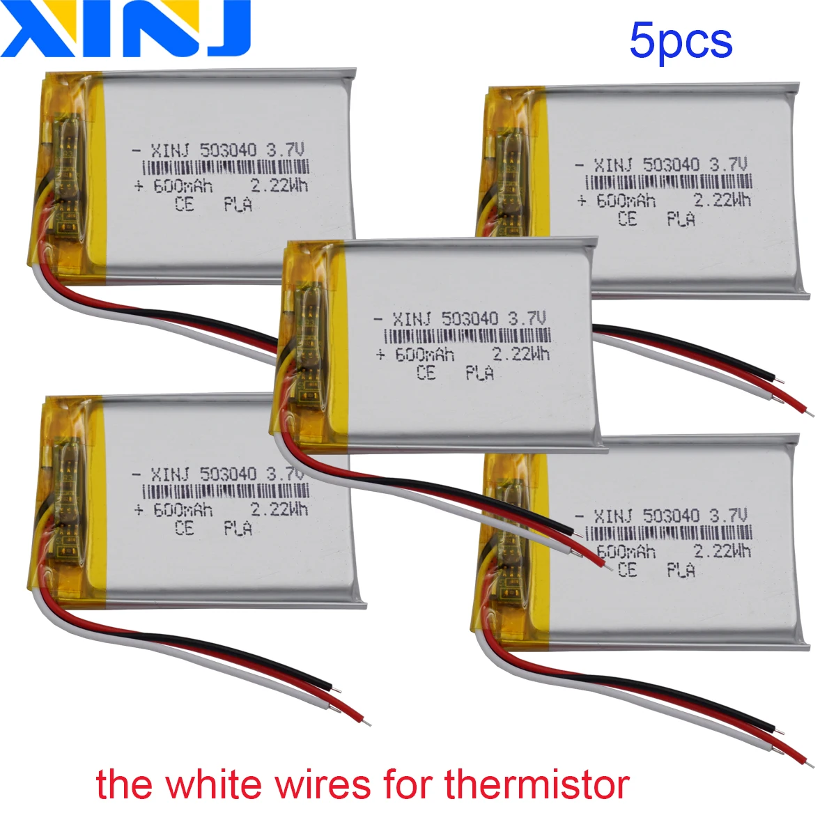 5pcs 3.7V 600mAh 2.22Wh 3 Wires Thermistor Polymer Li Lithium Lipo Rechargeable Battery 503040 For GPS Car Camera Music Player
5pcs 3.7V 600mAh 2.22Wh 3 Wires Thermistor Polymer Li Lithium Lipo Rechargeable Battery 503040 For GPS Car Camera Music Player