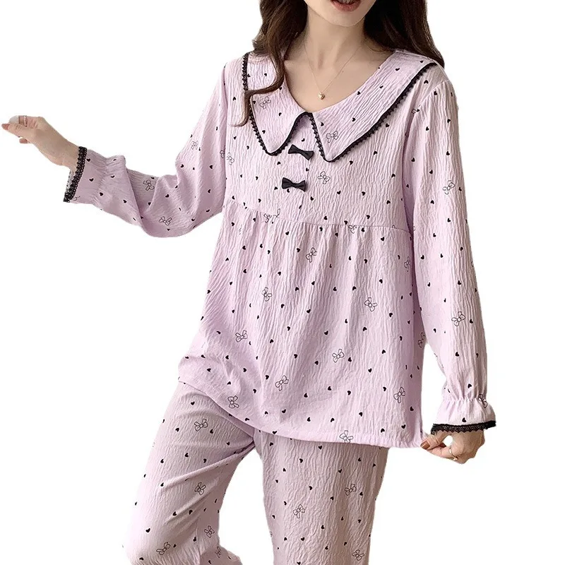 Thin Cloud Cotton Nightgown Long Sleeved Pants Pajamas Two-piece Set Clothing Round Neck Doll Collar Home Wear Women’s Costume
Thin Cloud Cotton Nightgown Long Sleeved Pants Pajamas Two-piece Set Clothing Round Neck Doll Collar Home Wear Women’s Costume