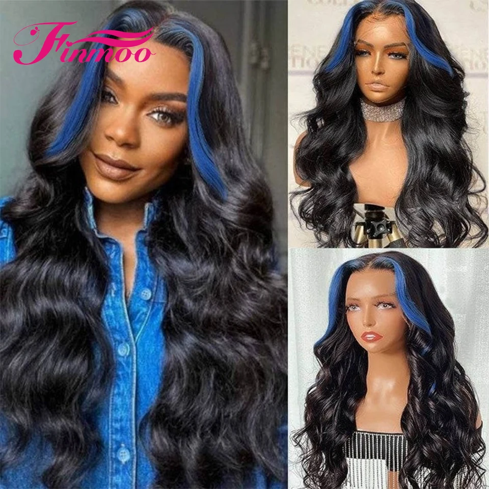 

Blue Highlight Wig 13X4 UHD Transparent Lace Front Human Hair Wigs for Women Pre Plucked Remy Body Wave Lace Frontal Wig