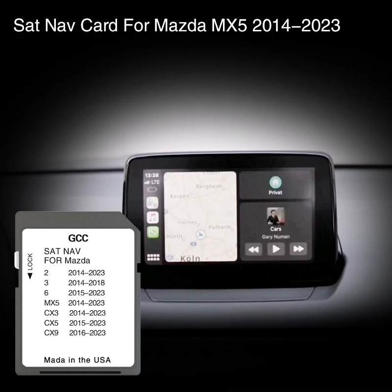 

For Mazda MX5 FORM 2014 TO 2023 Sat Nav Sd Karte Navigation Cover Country GCC Middle East Kuwait Egypt Bahrain Jordan Oman