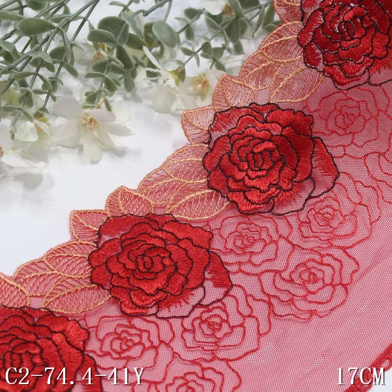 45 Yards Embroidery Red Lace Trim For Clothing Accessories Dress Sewing Applique Costume Lace Fabrics 17cm
45 Yards Embroidery Red Lace Trim For Clothing Accessories Dress Sewing Applique Costume Lace Fabrics 17cm