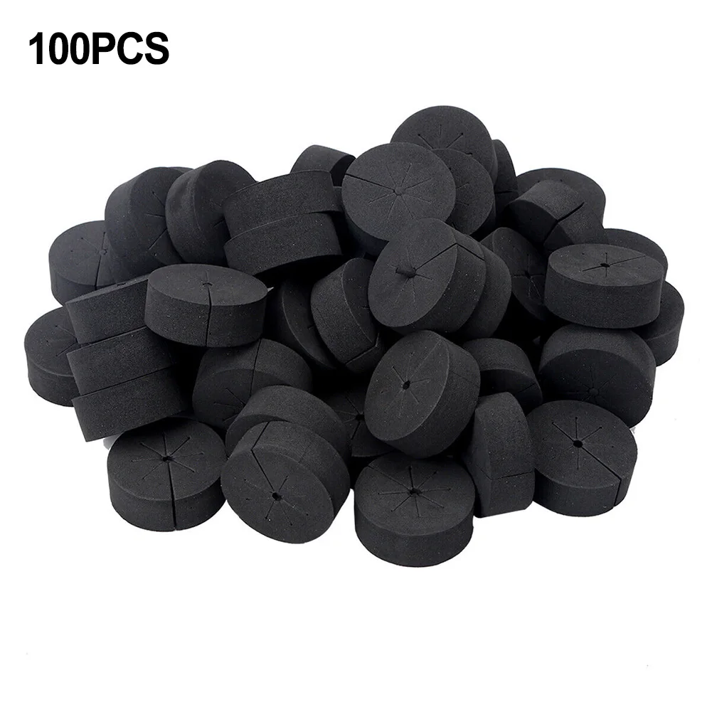 

100pcs Hydroponic Planting Sponge Gardening Planting Collars Neoprene Inserts Sponge Blocks For Hydroponics Pots