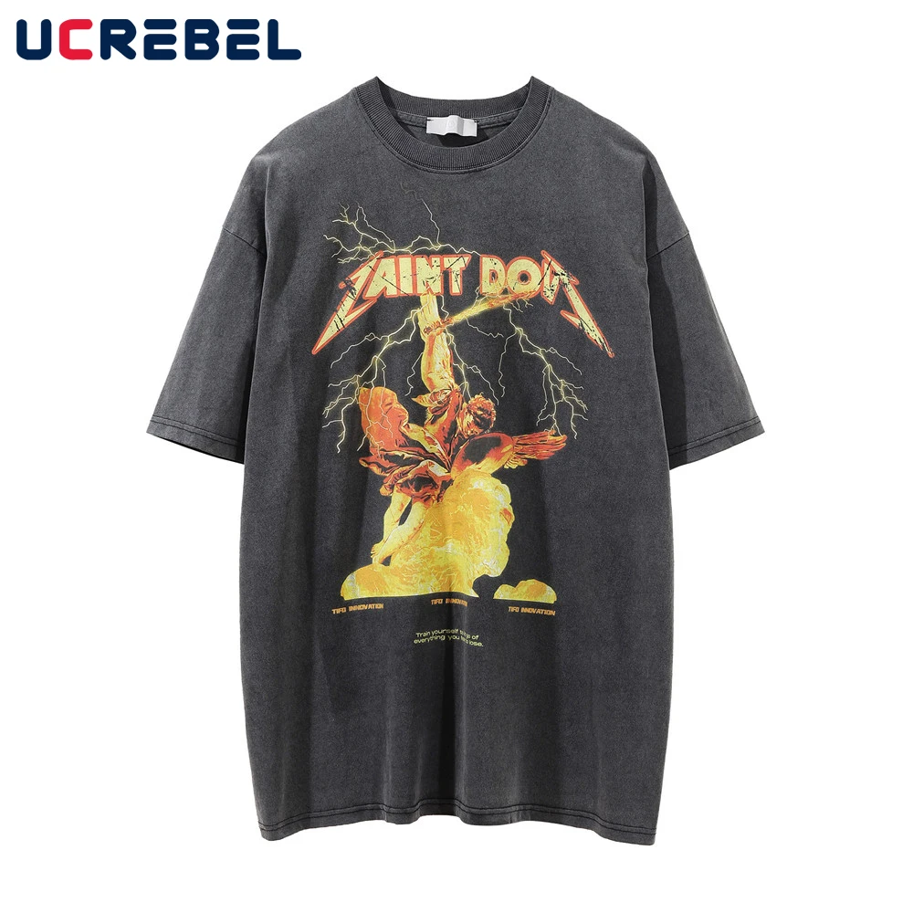 Two-dimensional Print Short Sleeve T-shirt Mens High Street Distressed Half-Sleeve Punk Style Summer Casual Loose Cotton Tee Men
Two-dimensional Print Short Sleeve T-shirt Mens High Street Distressed Half-Sleeve Punk Style Summer Casual Loose Cotton Tee Men