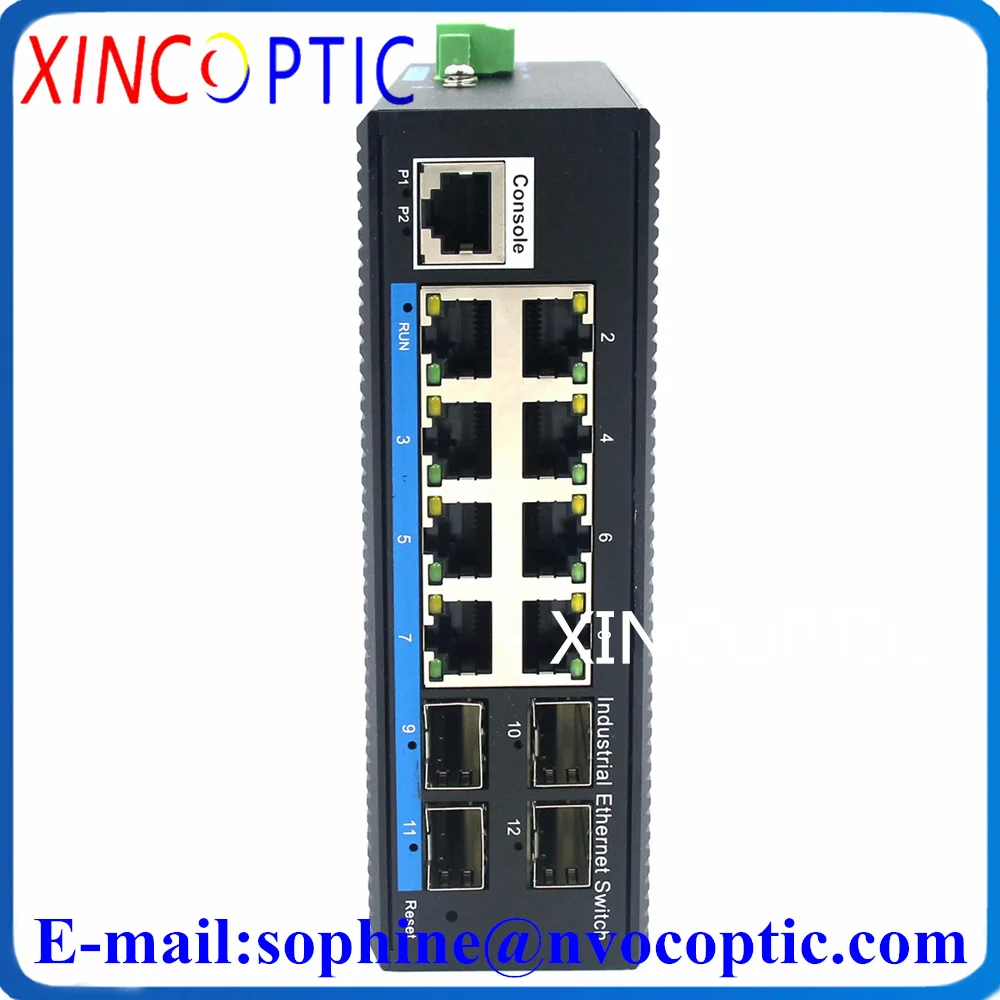 

8Ports 10//100/1000BASE-TX+4G SFP Managed Industrial Switch,4 FX to 8*100/1000M TX Fiber Ethernet Converter