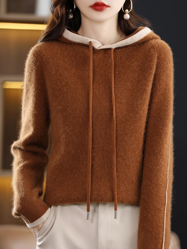 Autumn Winter Casual Pullover Hoodie Sweater For Women 100% Merino Wool Thickened Cashmere Knitwear Female Clothing Fashion Top
Autumn Winter Casual Pullover Hoodie Sweater For Women 100% Merino Wool Thickened Cashmere Knitwear Female Clothing Fashion Top