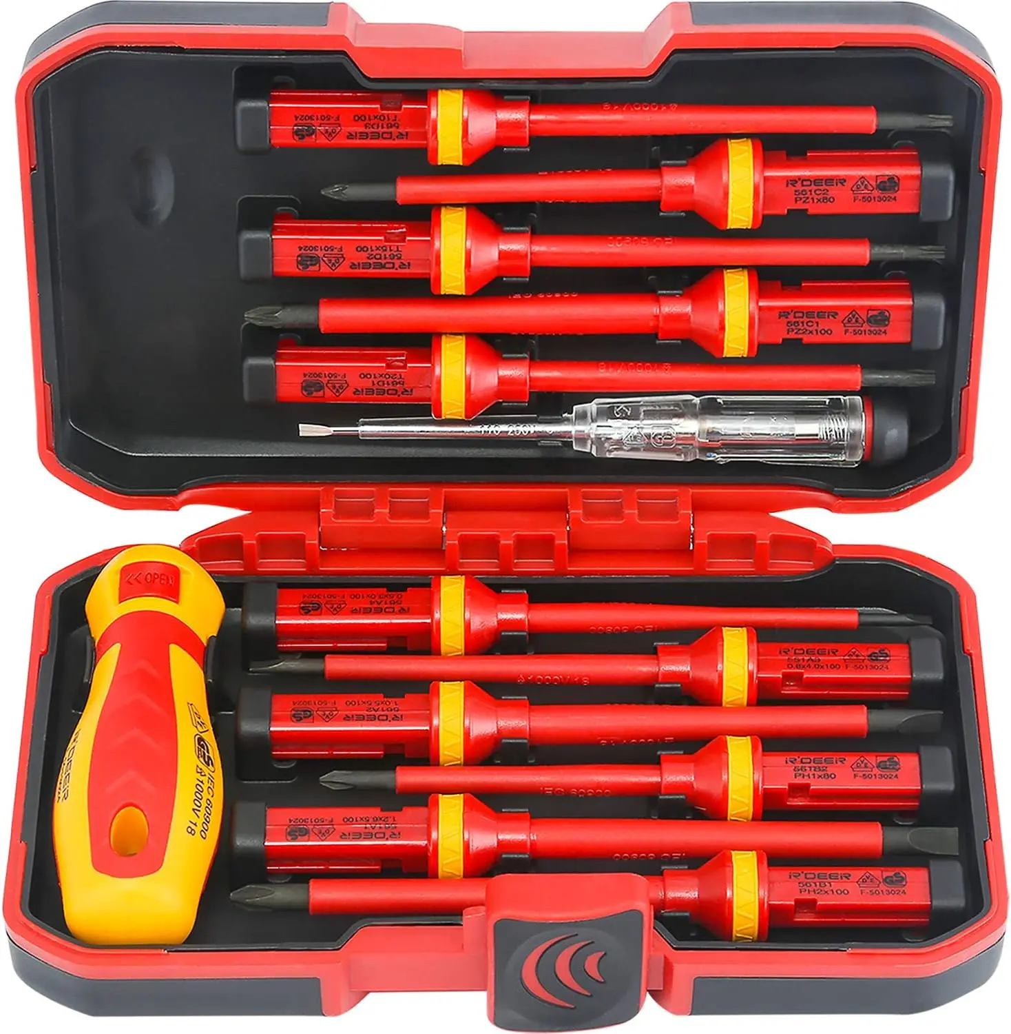 Prodrill 13Pcs 1000V Insulated Electrician Screwdriver Set, All-in-One Professional CRV Magnetic Phillips Slotted Pozi Torx Tips
Prodrill 13Pcs 1000V Insulated Electrician Screwdriver Set, All-in-One Professional CRV Magnetic Phillips Slotted Pozi Torx Tips