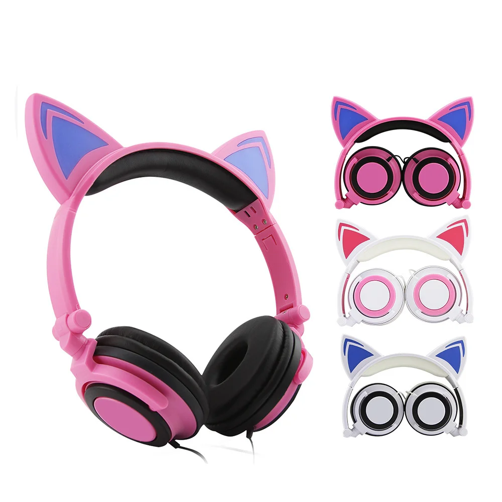 Cute Pink Cartoon Cat Ear Earphones Foldable 3.5mm Port Headphones with LED Backlight Gaming Headsets for PC Gamer Girl Gift
Cute Pink Cartoon Cat Ear Earphones Foldable 3.5mm Port Headphones with LED Backlight Gaming Headsets for PC Gamer Girl Gift
