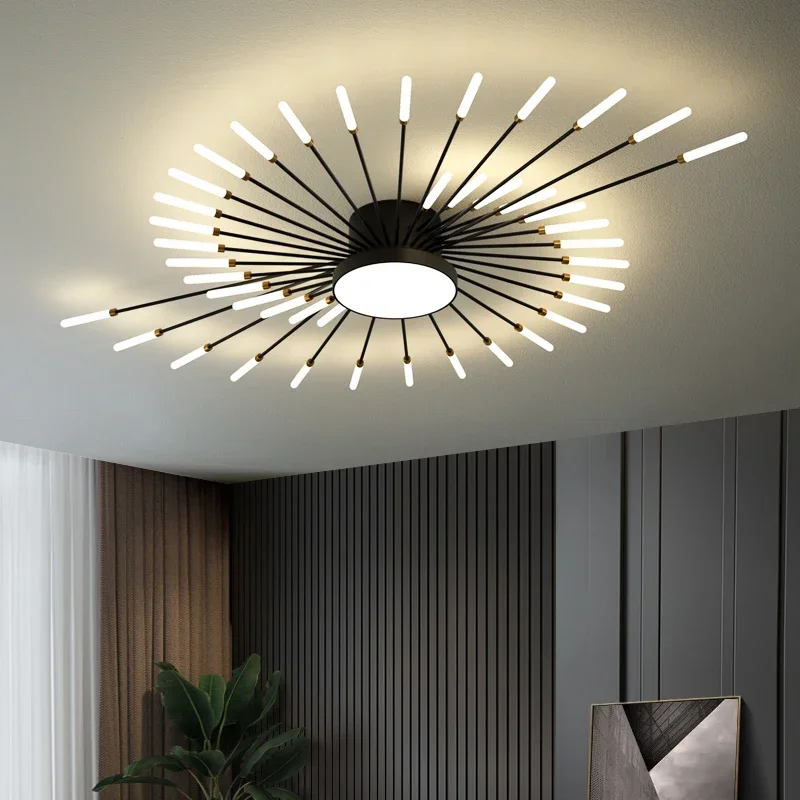 

Newest Ceiling Lights LED Nordic Bedroom Living Room Fireworks Lights Ceiling Chandelier Black Indoor Lighting Kitchen 220V