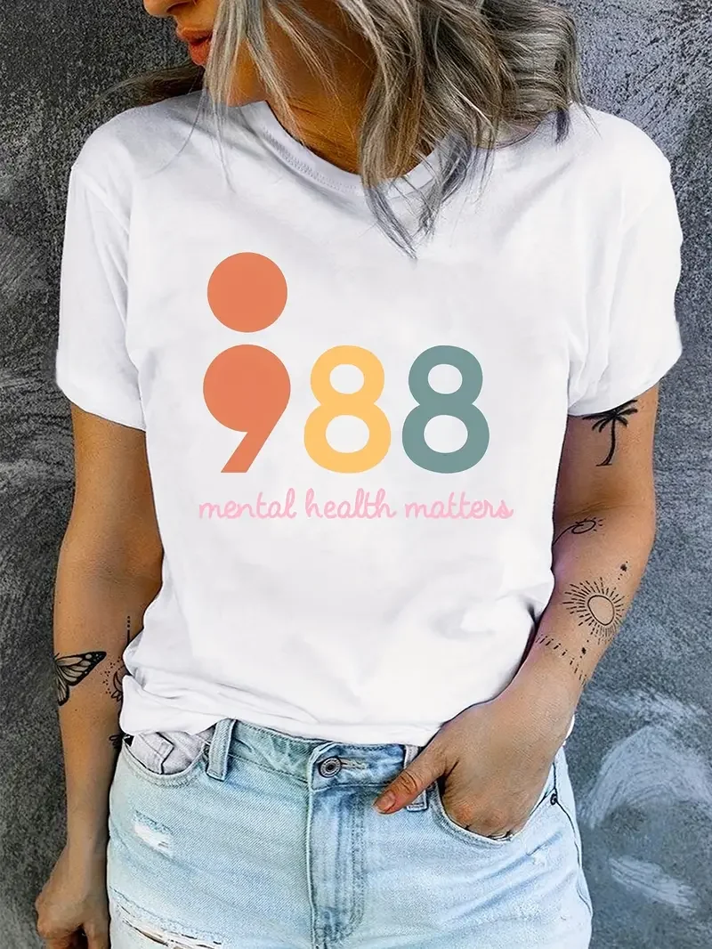 Оригинальный дизайн 988 забавная футболка с графическим принтом «умственное здоровье» женская летняя модная повседневная футболка в стиле Харадзюку с круглым вырезом и коротким рукавом
Оригинальный дизайн 988 забавная футболка с графическим принтом «умственное здоровье» женская летняя модная повседневная футболка в стиле Харадзюку с круглым вырезом и коротким рукавом