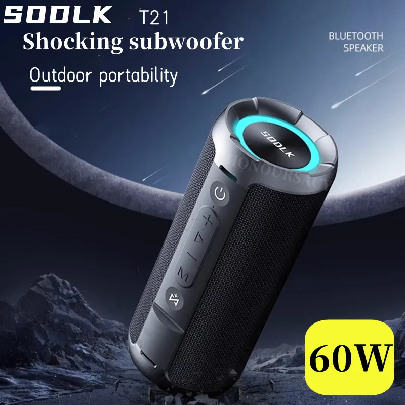 SODLK T21 Portable Bluetooth Speaker 60W Big Power RGB Light Waterproof Stereo Camping Party Home Theater TWS Wireless Subwoofer
SODLK T21 Portable Bluetooth Speaker 60W Big Power RGB Light Waterproof Stereo Camping Party Home Theater TWS Wireless Subwoofer