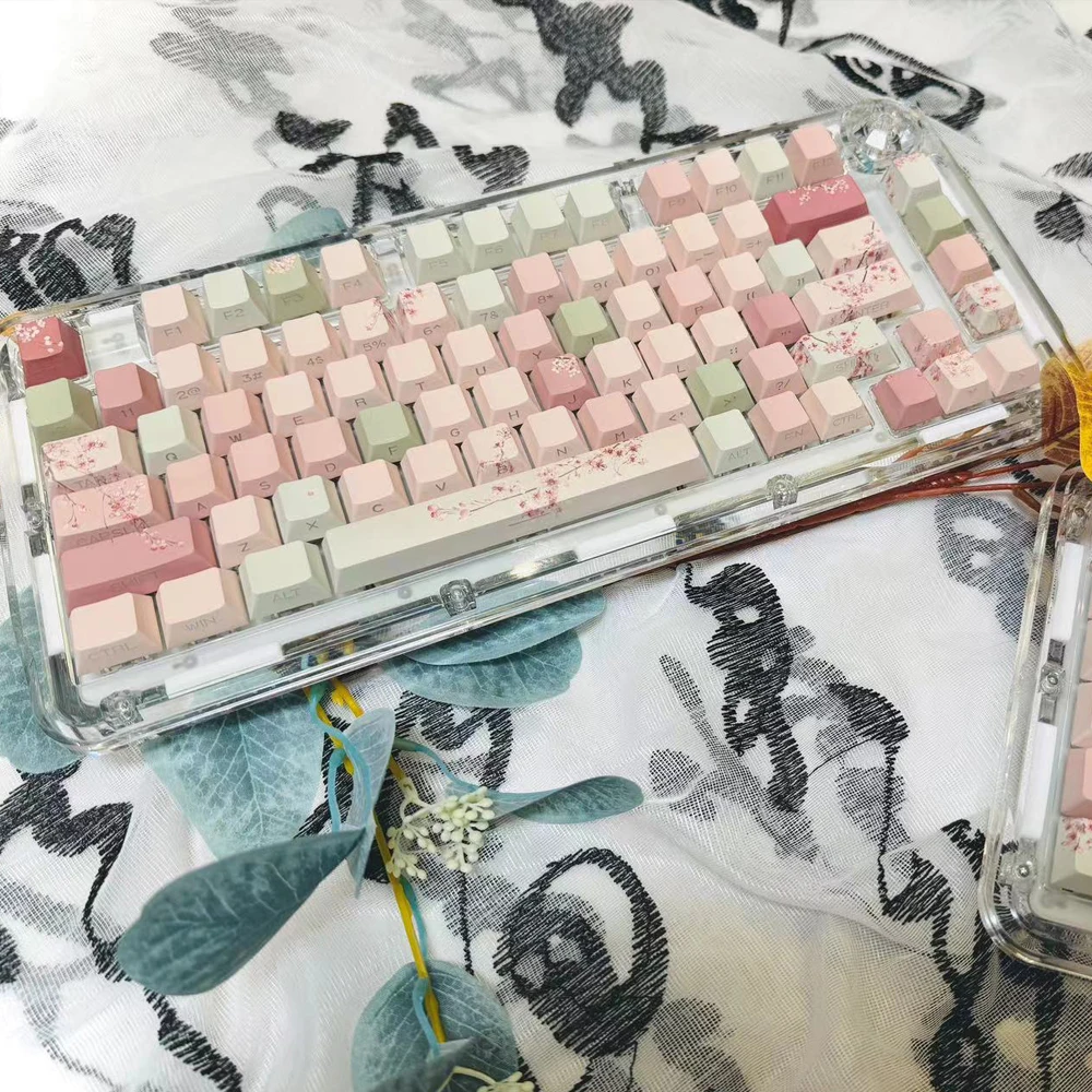 

Jiangnan Spring Theme Keycaps Set Cherry Profile Cute Pink Keycap PBT Dye Sublimation Key Cap For Mechanical Keyboard