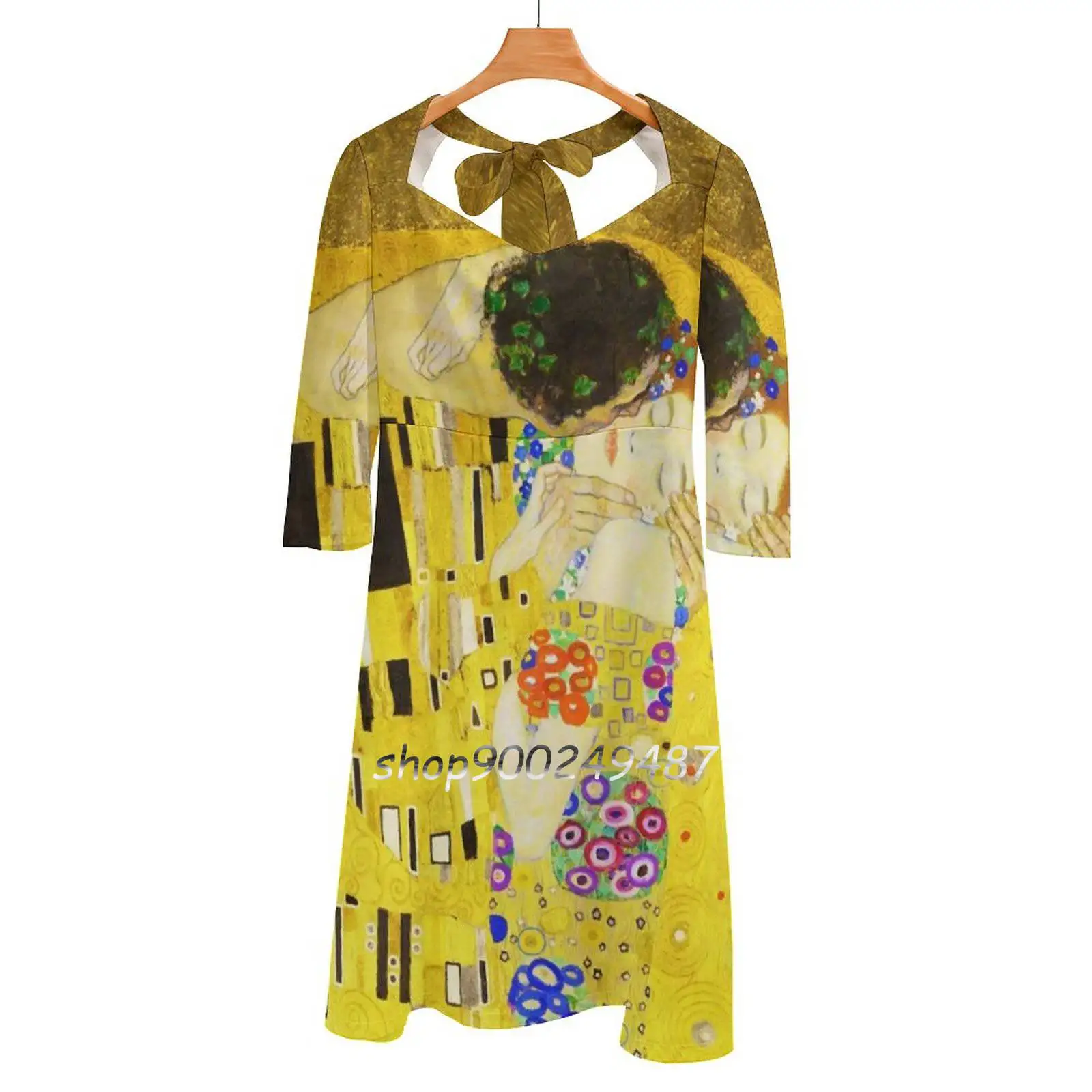 

Hd The Kiss , By Gustav Klimt 1907-1908 High Definition Sweetheart Knot Flared Dress Fashion Design Large Size Loose Dress
