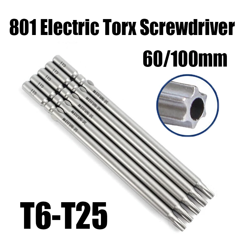 5PCS 60/100mm 801 Electric Torx Screwdriver T6-T25 5mm Round Shank Magnetic Tamper Proof Security Impact Driver Drill Bit Tool 
5PCS 60/100mm 801 Electric Torx Screwdriver T6-T25 5mm Round Shank Magnetic Tamper Proof Security Impact Driver Drill Bit Tool