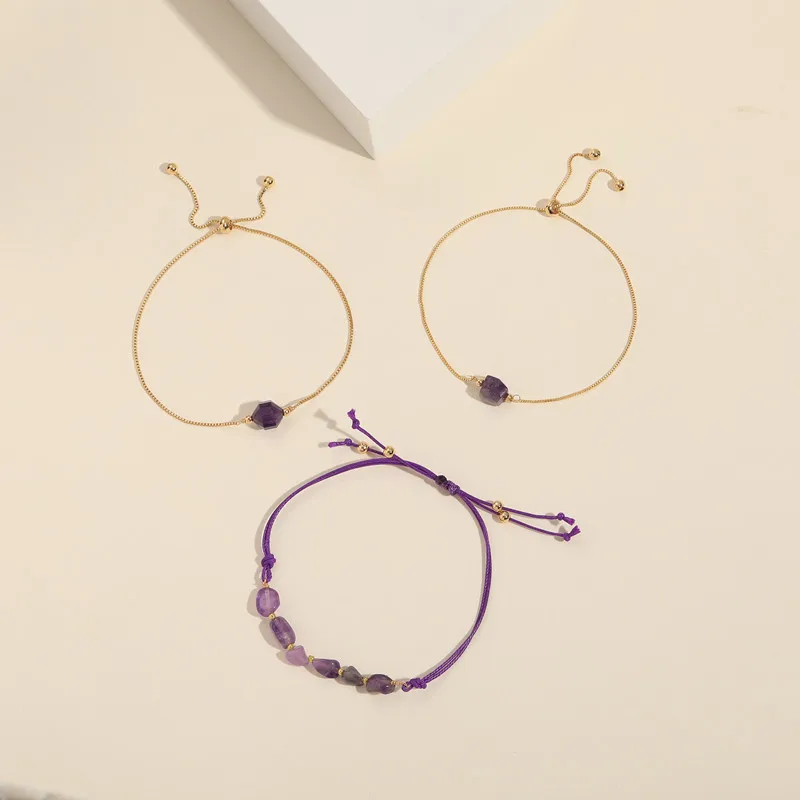 Amethyst Natural Stone Bracelet Wholesale Women's Instagram Style Independent Station Popular Pull Rope Class Adjustable Bracele
Amethyst Natural Stone Bracelet Wholesale Women's Instagram Style Independent Station Popular Pull Rope Class Adjustable Bracele