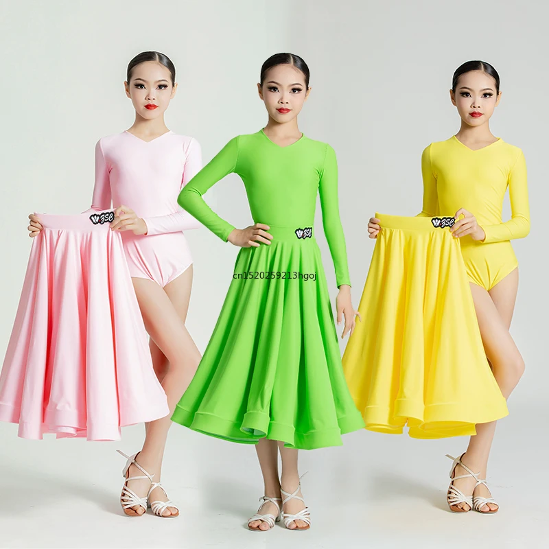 

4 Colors Waltz Ballroom Dance Dresses Girls Latin Dance Competition Dress Kids Party Performance Modern Dancing Clothes