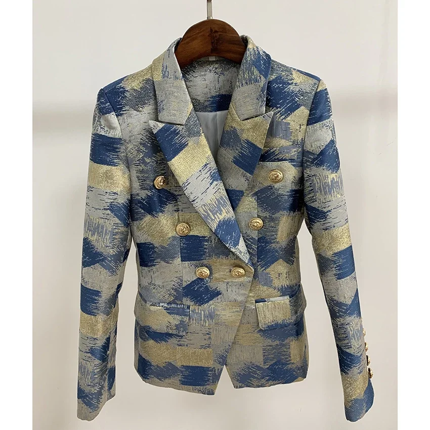 2023 TOP QUALITY Stylish Designer Women's Lion Buttons Double Breasted Colo Block Jacquard Blazer Jacket Outer Wear
2023 TOP QUALITY Stylish Designer Women's Lion Buttons Double Breasted Colo Block Jacquard Blazer Jacket Outer Wear