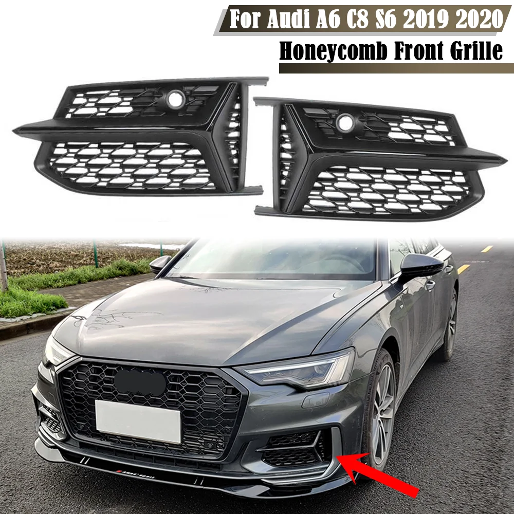 Glossy Black Car Front Bumper Fog Light Grille Honeycomb Mesh Style Fog Lamp Grill Cover For Audi A6 C8 S6 2019 2020
Glossy Black Car Front Bumper Fog Light Grille Honeycomb Mesh Style Fog Lamp Grill Cover For Audi A6 C8 S6 2019 2020