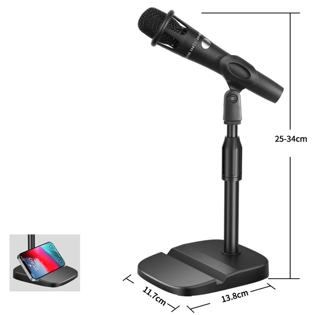 

Adjustable Desktop Microphone Stand Holder Mic Clip Phone Bracket With Base Micr Desktop Stand Lift Telescopic Adjusted Height