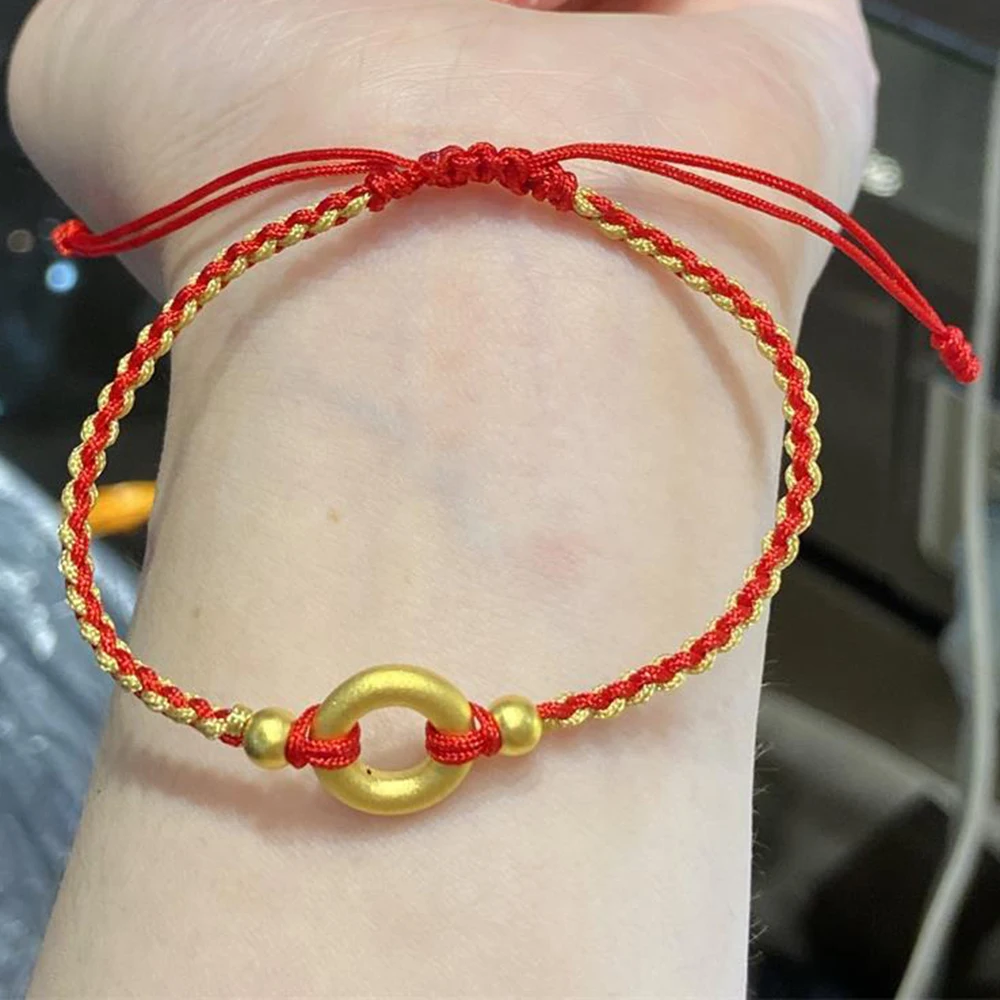 1PCS Pure 24K Yellow Gold 3D Safe Circle Bead With Red Cord Knitted Bracelet Best Gift
1PCS Pure 24K Yellow Gold 3D Safe Circle Bead With Red Cord Knitted Bracelet Best Gift