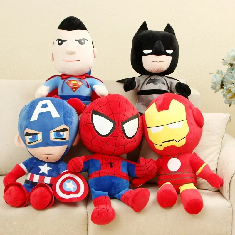 

Плюшевая кукла 27-40 см Человек-паук, Бэтмен, Капитан Америка, милая супер мягкая плюшевая игрушка, детский подарок на день рождения, украшение комнаты