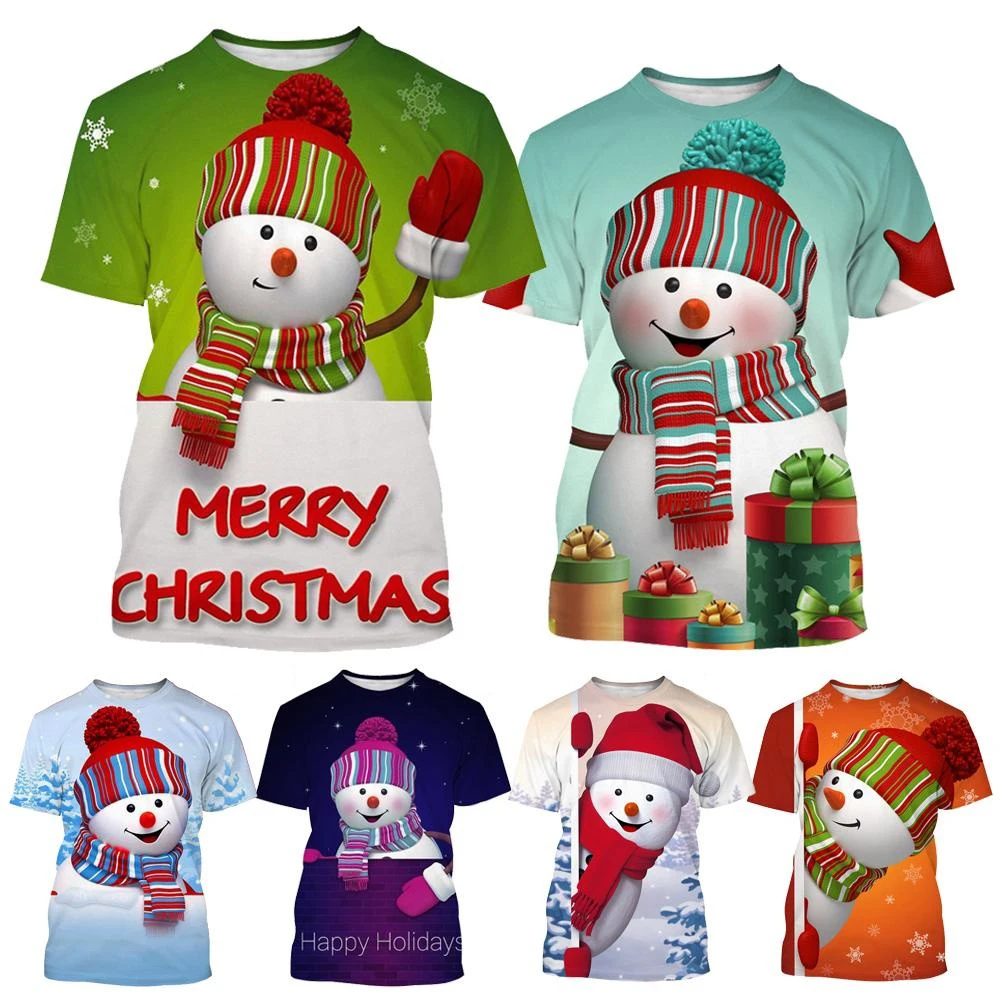 Snowman 3D Printed T-shirt Men's and Women's Fashion T-shirt Summer Casual Short-sleeved Christmas Snowman Shirt Top
Snowman 3D Printed T-shirt Men's and Women's Fashion T-shirt Summer Casual Short-sleeved Christmas Snowman Shirt Top