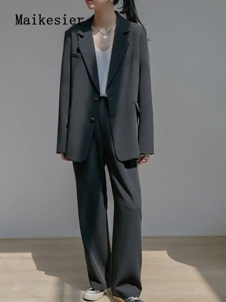 Spring New Elegant Lapel Button Suit Coat Long Wide Leg Suit Pant Set Women Two Piece Outfits 2022 Jacket Matching Sets Tops
Spring New Elegant Lapel Button Suit Coat Long Wide Leg Suit Pant Set Women Two Piece Outfits 2022 Jacket Matching Sets Tops