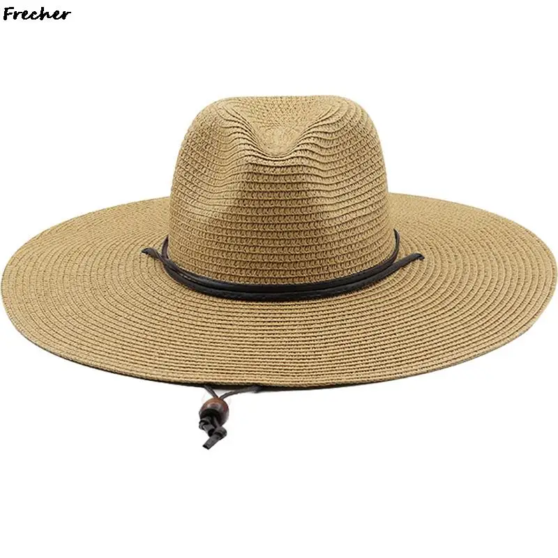 

Male Raffia Chapeau Men Western Jazz Hats Farm Grassland Cowboy Hat Fashion Straw Panama Beach Party Wedding Summer Trendy Caps