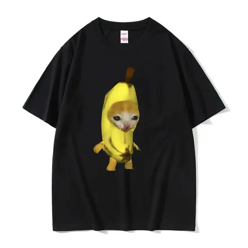 

Funny Cute Banana Cat Happy Bananacat Meme Print Tees Men's Women's Fashion Casual Short Sleeve T-shirt Oversized Cotton T Shirt