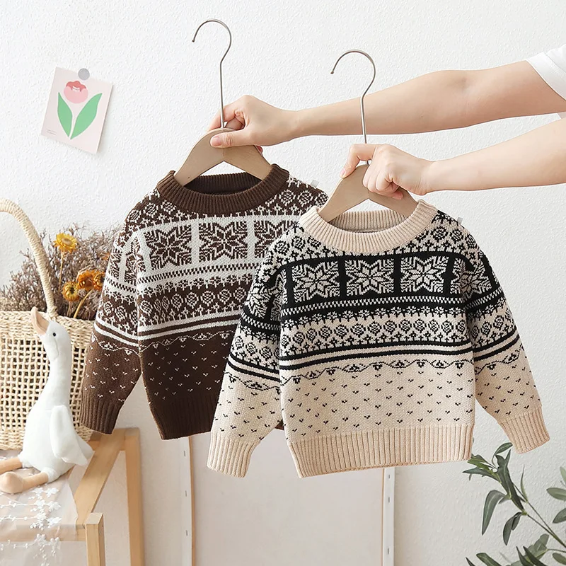 

2023 New Boy's Sweater Autumn Winter Jacquard Knitting Casual Cotton Children's Sweaters Street Style Boutique Outwear GY08291