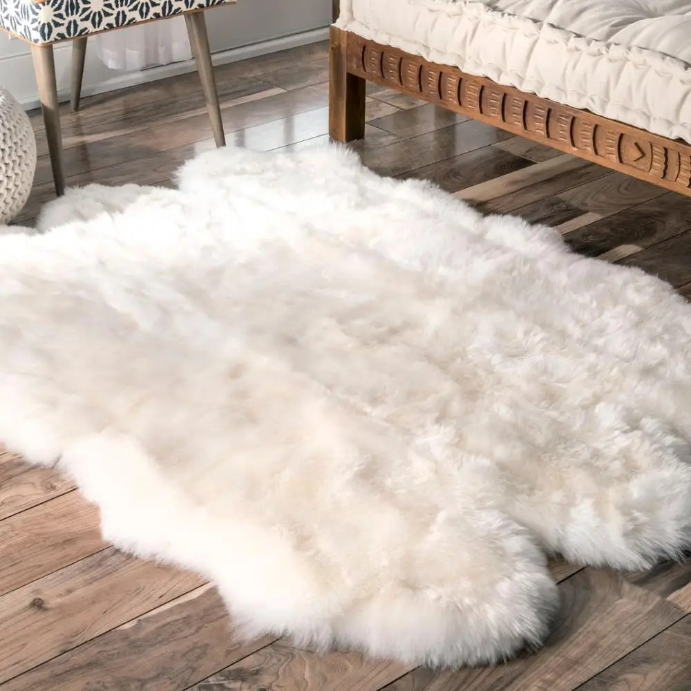 

Modern fashion 100% pure white sheepskin fur rug soft carpets and rugs for living room